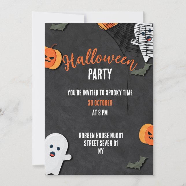 halloween House Party Card, sprichwörtliche Zeitei Einladung (Vorderseite)