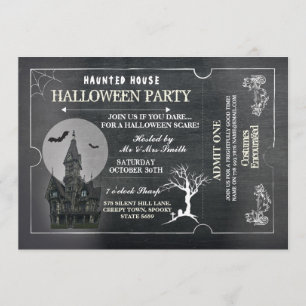 Halloween House Party Einladung Horror Chalk Ticke