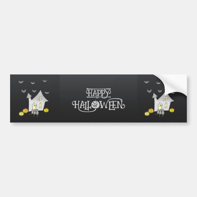 Halloween House, Schwarze Katzen, Fledermäuse, Kür Autoaufkleber (Vorne)