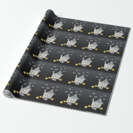 Halloween House, Schwarze Katzen, Fledermäuse, Kür Geschenkpapier