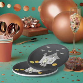 Halloween House, Schwarze Katzen, Fledermäuse, Kür Pappteller