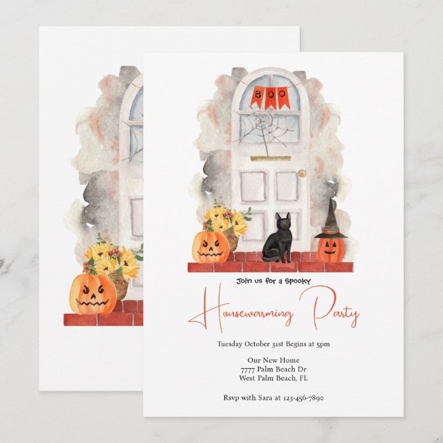 Halloween Housewarming Einladung (Vorne/Hinten)