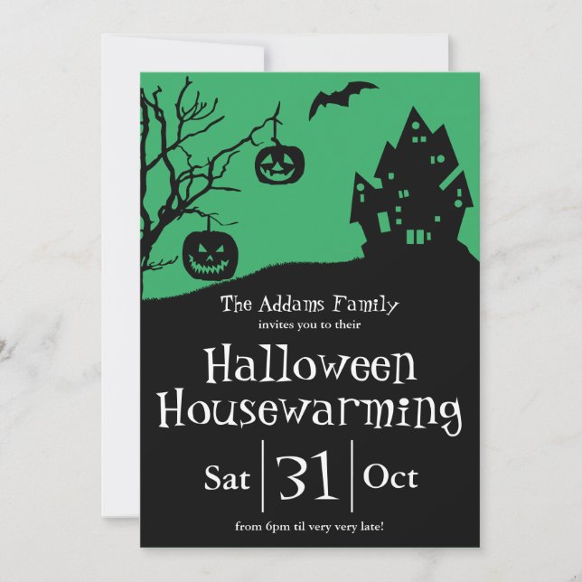 Halloween Housewarming Party und neue Adresse Ankündigung (Vorderseite)