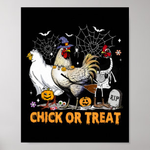 Halloween Hühnenkürbchen oder Leckerei Spooky Se Poster