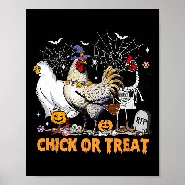 Halloween Hühnenkürbchen oder Leckerei Spooky Se Poster (Vorne)