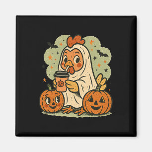 Halloween-Hühner-Geisterkostüm Retro-T-Shirt Hahn Magnet