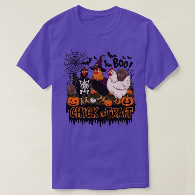 Halloween-Hühner oder -Leckerei T-Shirt (Design vorne)