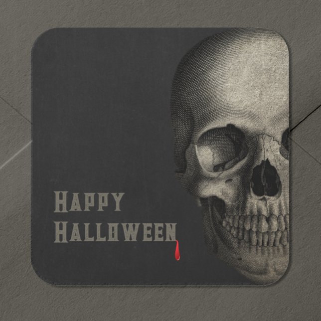Halloween Human Skull Spooky Quadratischer Aufkleber (Von Creator hochgeladen)