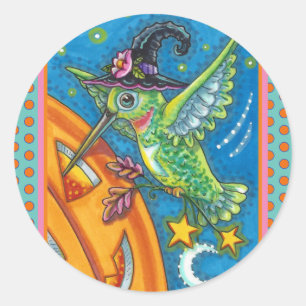 HALLOWEEN HUMMINGBIRD & KÜRBISLATERNE WHIMSY CLAS RUNDER AUFKLEBER