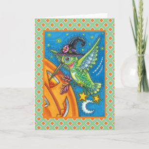 HALLOWEEN HUMMINGBIRD & KÜRBISLATERNE WHIMSY FEIERTAGSKARTE