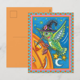 HALLOWEEN HUMMINGBIRD & KÜRBISLATERNE WHIMSY HOLI FEIERTAGSPOSTKARTE