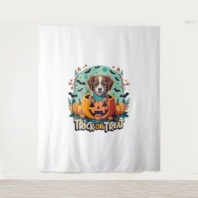 Halloween Hund 1 Wandteppich (Vorderseite)