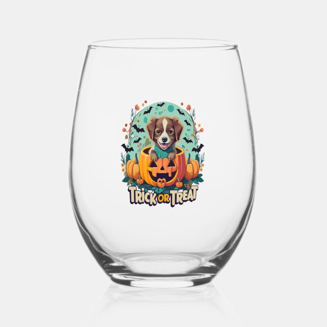 Halloween Hund 1 Weinglas Ohne Stiel (Vorderseite)