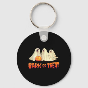 Halloween Hund bellt oder behandelt Schlüsselanhänger