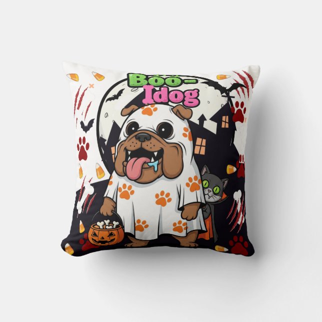 Halloween Hund "Boo Idog" Niedlich Ghost Spooky Kissen (Vorderseite)