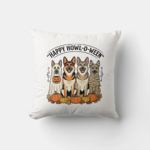 Halloween Hund Glückliches Howl-O-Ween Vintage Deu Kissen