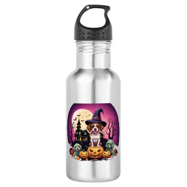 Halloween-Hund Herbstliebhaber Edelstahlflasche (Vorderseite)