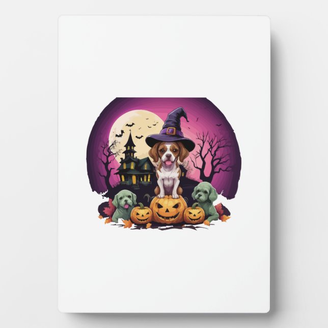Halloween-Hund Herbstliebhaber Fotoplatte (Vorderseite)