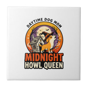 Halloween-Hund-Heul-Königin Fliese