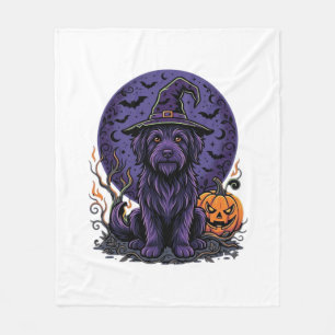 Halloween-Hund-Hexe-Kürbis-Vektor-Art Fleecedecke
