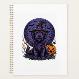 Halloween-Hund-Hexe-Kürbis-Vektor-Art Planer