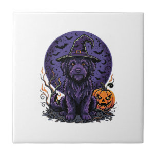 Halloween-Hund-Hexen-Kürbis-Vektorgrafik Fliese