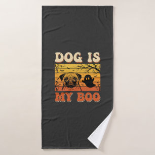 Halloween-Hund ist mein Boo-Pug-Geisterdesign Badhandtuch Set