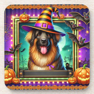 Halloween-Hund mit Hexenhut Getränkeuntersetzer