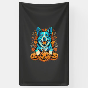 Halloween-Hund mit Jack O Lantern-Kürbissen_1 Banner
