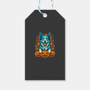 Halloween-Hund mit Jack-O-Lantern-Kürbissen_1 Geschenkanhänger