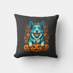 Halloween-Hund mit Jack O Lantern-Kürbissen_1 Kissen