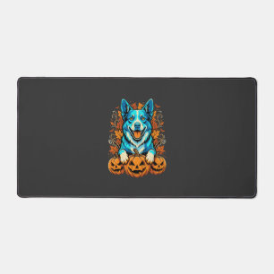 Halloween-Hund mit Jack-O-Lantern-Kürbissen_1 Schreibtischunterlage
