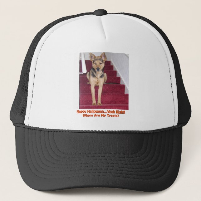 Halloween Hund ohne Leckereien Truckerkappe (Vorderseite)