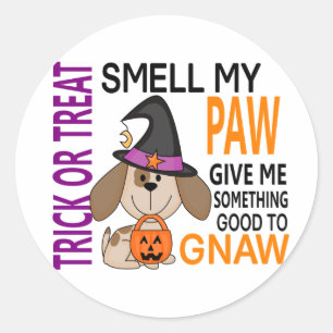 Halloween Hund riecht meine Paw 2 Runder Aufkleber