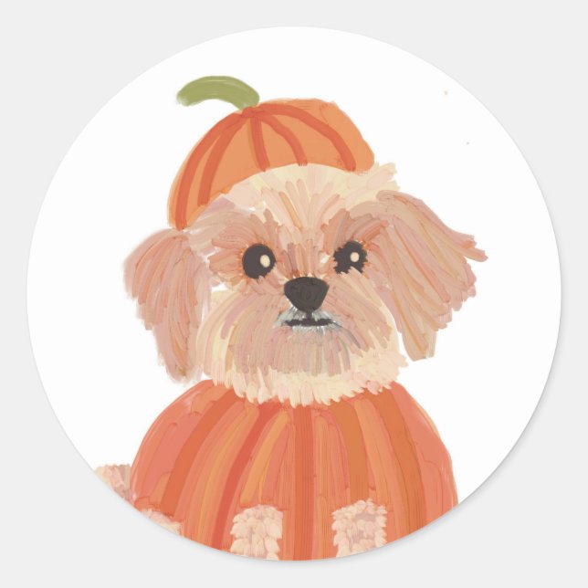 Halloween Hund Runder Aufkleber (Vorderseite)
