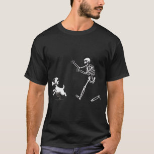 Halloween Hund Skeleton Skeleton Chasing Hund T-Shirt