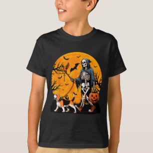 Halloween-Hund-Skelett führt Hund Halloween Beagle T-Shirt
