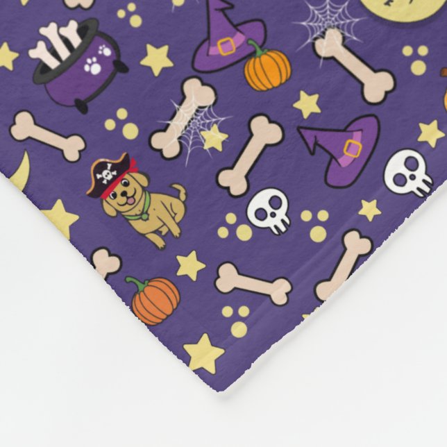 Halloween Hund Themenmuster Fleecedecke (Ecke)