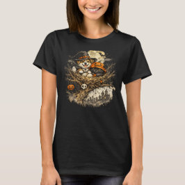 Halloween-Hund und -Katze bauen ein gemütliches Vo T-Shirt