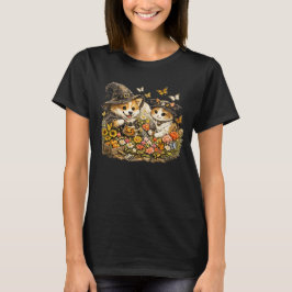 Halloween-Hund und -Katze kümmern sich um einen Sc T-Shirt
