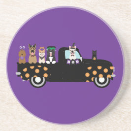 Halloween-Hunde in einem Lieferwagen Getränkeuntersetzer