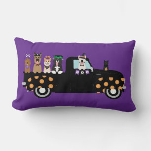 Halloween-Hunde in einem Lieferwagen Lendenkissen