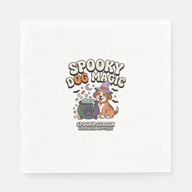 Halloween-Hunde-Magie-Vibes Serviette (Vorderseite)