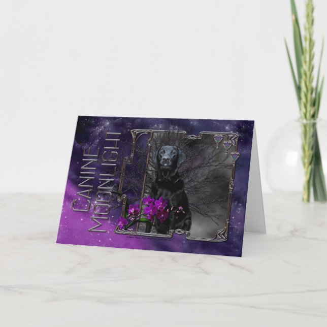 Halloween - Hunde- Mondschein - schwarzes Labrador Karte (Vorderseite)