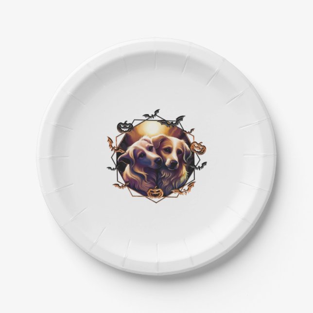 Halloween Hunde Pappteller (Vorderseite)