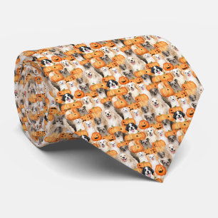Halloween-Hunde - Süße Hunderassen mit Kürbis 2 Krawatte