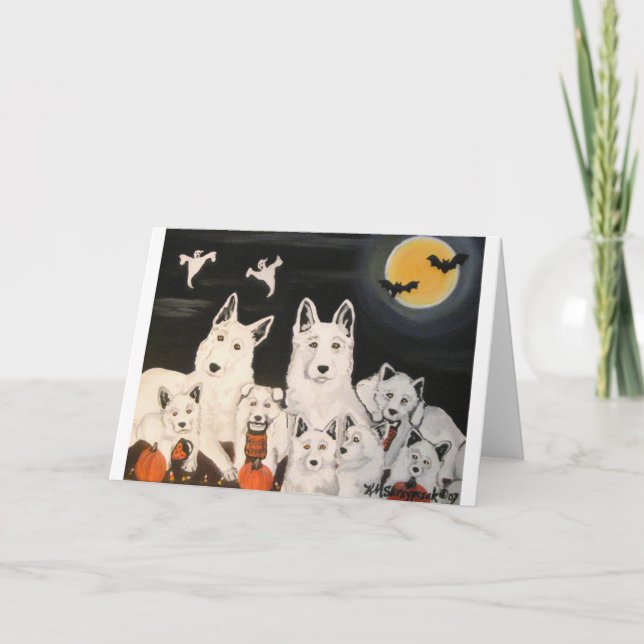 Halloween-Hundefamilie Karte (Vorderseite)