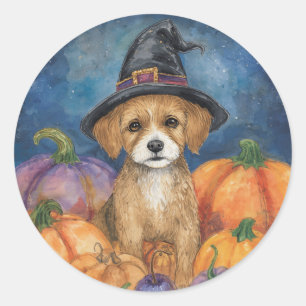 Halloween-Hundefreund-Hexe-Kürbis Runder Aufkleber