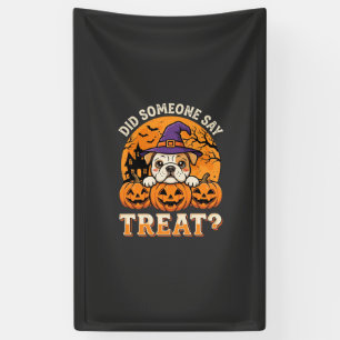 Halloween-Hundelecker Bulldogge Kürbis Design Banner