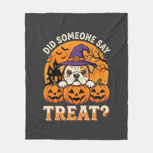 Halloween-Hundelecker Bulldogge Kürbis Design Fleecedecke